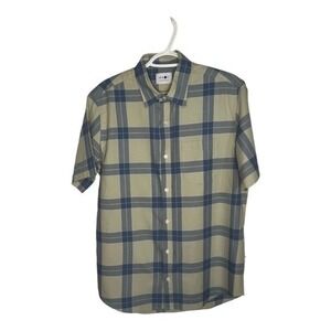 NN07 Leon Regular Fit Blue Plaid Short Sleeve Button Down Shirt Size Medium NWT
